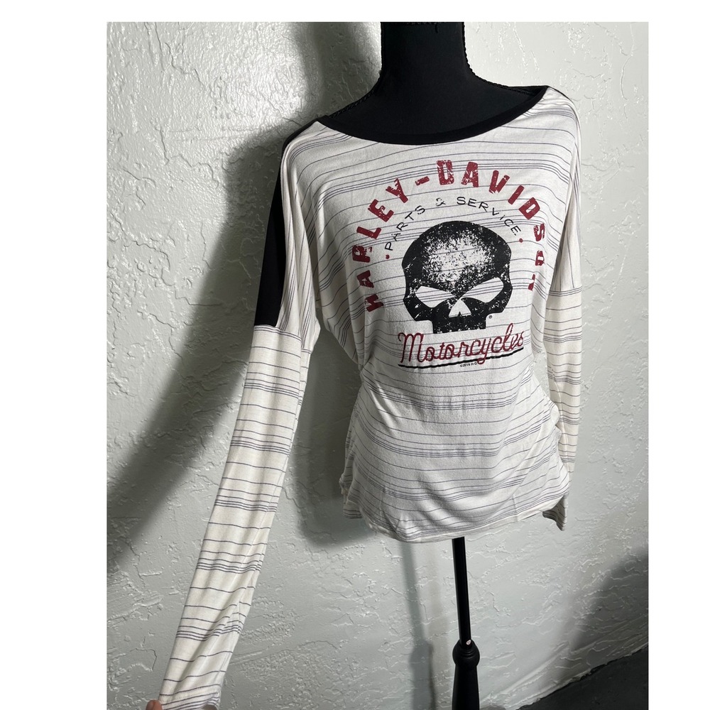 Harley-Davidson Cherokee NC Eagle Skull Long Sleeve Top Women's Small - Picture 2 of 7